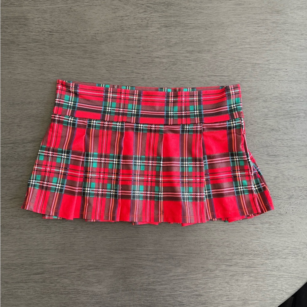 Plaid Red and Green Women's mini Skirt